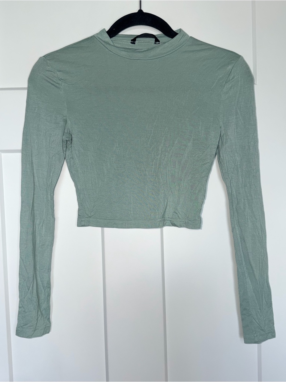 Light Sage Long Sleeve Crop
